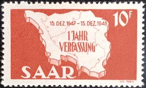 Stamp, Map of the Saarland, Germany, Saarland,  , Maps