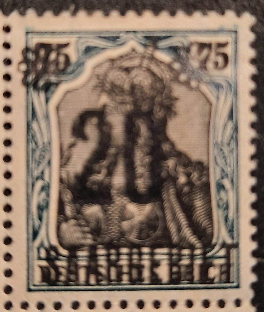Overprint 'SAARGEBIET' & surcharge(B) 20 on 75pf