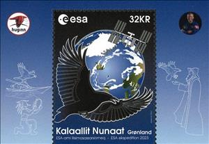 Souvenir Sheet, Launch of Huginn Mission to International Space Station, Greenland,  , Animals (Fauna), Birds, Joint Issues, Space Traveling