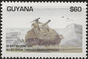 Stamp, Allies break through beach defenses, Guyana,  , Second World War