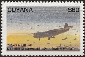 Stamp, Glider borne commandos land behind enemy lines, Guyana,  , Aircraft, Second World War