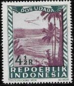 Stamp, Plane Over Lakes, Indonesia,  