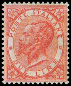 Stamp, King Victor Emanuel II by an oval, Italy,  , Famous People, Heads of State, Kings, Men, Royalty