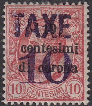 Stamp, King Victor Emmanuel III handstp. TAXE, Italy - Occupation of Trentino and Venezia-Giulia,  , Famous People, Heads of State, Kings, Men, Royalty