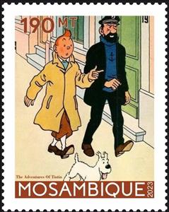 Stamp, Adventures of Tintin, Mozambique,  , Cartoons, Comics