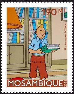 Stamp, Adventures of Tintin, Mozambique,  , Cartoons, Comics