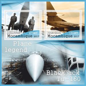 Mini Sheet, Aircraft Plane Legend Blackjack Tu-160, Mozambique,  , Aircraft, Aviation