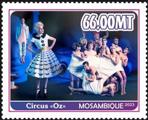 Stamp, Circus "Oz", Mozambique,  , Circus