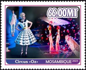 Stamp, Circus "Oz", Mozambique,  , Circus