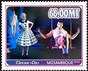Stamp, Circus "Oz", Mozambique,  , Circus