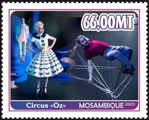 Stamp, Circus "Oz", Mozambique,  , Circus