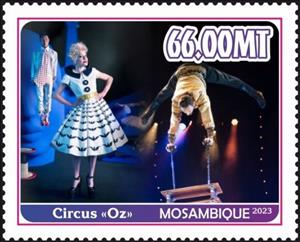 Stamp, Circus "Oz", Mozambique,  , Circus