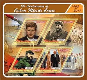 Mini Sheet, Cuban Missile Crisis, Mozambique,  , Diplomacy, Famous People, Politicians, Politics