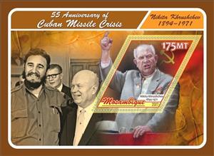 Souvenir Sheet, Cuban Missile Crisis, Mozambique,  , Diplomacy, Famous People, Politicians, Politics