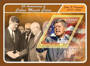 Souvenir Sheet, Cuban Missile Crisis, Mozambique,  , Diplomacy, Famous People, Politicians, Politics