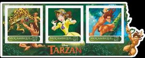 Mini Sheet, Disney Tarzan Cartoon Movie, Mozambique,  , Cartoons, Disney, film