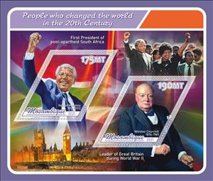 Mini Sheet, Famous 20th Century People, Mozambique,  , Famous People, Heads of State, Human Rights, Humanists