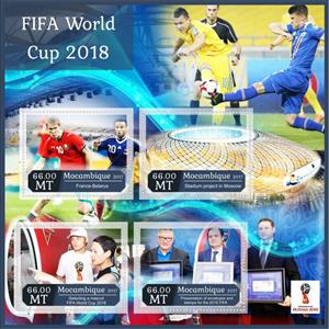 Mini Sheet, FIFA World Cup Football Soccer in 2018, Mozambique,  , Football (Soccer), Sports
