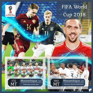 Mini Sheet, FIFA World Cup Football Soccer in 2018, Mozambique,  , Football (Soccer), Sports