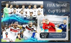 Souvenir Sheet, FIFA World Cup Football Soccer in 2018, Mozambique,  , Football (Soccer), Sports