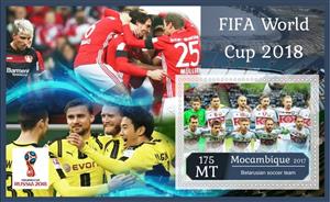 Souvenir Sheet, FIFA World Cup Football Soccer in 2018, Mozambique,  , Football (Soccer), Sports