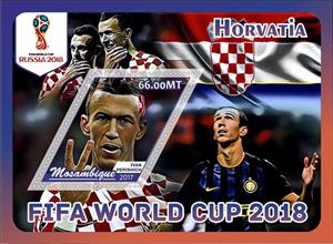 Souvenir Sheet, FIFA World Cup Football Soccer in 2018 Croatia Players, Mozambique,  , Football (Soccer), Sports