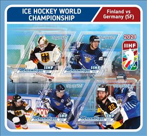 Mini Sheet, Ice Hockey World Championship, Mozambique,  , Ice Hockey, Sports