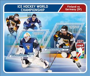 Mini Sheet, Ice Hockey World Championship, Mozambique,  , Ice Hockey, Sports