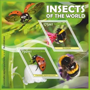 Mini Sheet, Insects of the World, Mozambique,  , Insects