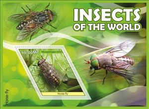 Souvenir Sheet, Insects of the World, Mozambique,  , Insects