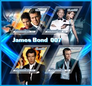 Mini Sheet, James Bond Actors, Mozambique,  , Actors, Famous People, film