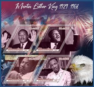 Mini Sheet, Martin Luther King, Mozambique,  , Famous People, Human Rights, Humanists