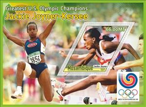 Souvenir Sheet, Olympic Champions Jackie Joyner-Kersee, Mozambique,  , Famous People, Olympic Games, Sports