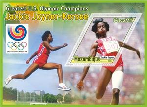 Souvenir Sheet, Olympic Champions Jackie Joyner-Kersee, Mozambique,  , Famous People, Olympic Games, Sports