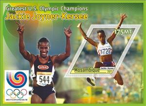 Souvenir Sheet, Olympic Champions Jackie Joyner-Kersee, Mozambique,  , Famous People, Olympic Games, Sports