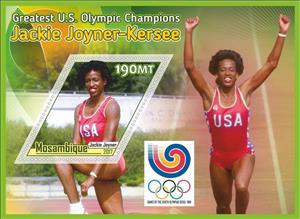 Souvenir Sheet, Olympic Champions Jackie Joyner-Kersee, Mozambique,  , Famous People, Olympic Games, Sports