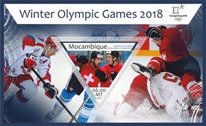 Souvenir Sheet, Olympic Games in PyeongChang in 2018 Ice Hockey, Mozambique,  , Olympic Games, Sports