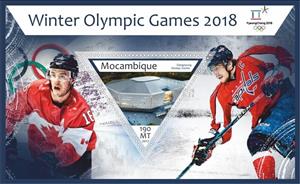 Souvenir Sheet, Olympic Games in PyeongChang in 2018 Ice Hockey, Mozambique,  , Olympic Games, Sports