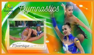 Souvenir Sheet, Olympic Games in Rio in 2016 Gymnastics, Mozambique,  , Gymnastics, Olympic Games, Sports