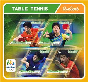 Mini Sheet, Olympic Games in Rio in 2016 Table Tennis Players, Mozambique,  , Olympic Games, Sports, Table Tennis