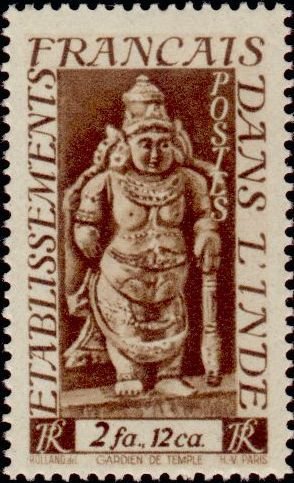 Stamp, Temple Guardian, French Colonies,  