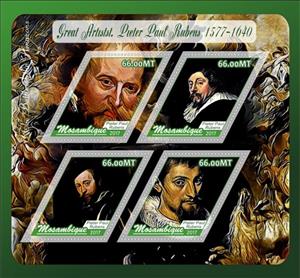 Mini Sheet, Paintings by Pieter Paul Rubens, Mozambique,  , Painters, Paintings