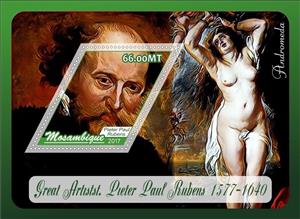 Souvenir Sheet, Paintings by Pieter Paul Rubens, Mozambique,  , Painters, Paintings