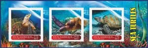 Mini Sheet, Sea Turtles, Mozambique,  , Animals (Fauna), Sea Life, Turtles