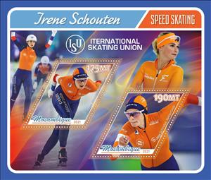 Mini Sheet, Speed Skating Irene Schouten, Mozambique,  , Speed Skating, Sports