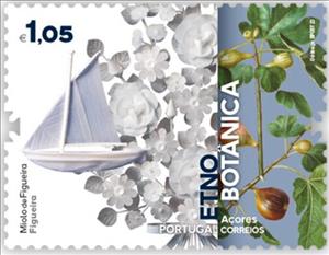 Stamp, Boat Sculpture and Fig Tree, Portugal,  , Ships, Trees