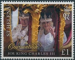 Stamp, King Charles III and Queen Camilla, Saint Helena,  , Royalty