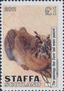 Stamp, Durer, Scotland, Staffa,  , Animals (Fauna), Paintings