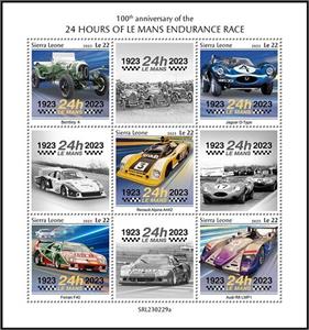 Mini Sheet, 100th Anniversary of the 24 Hours of Le Mans, Sierra Leone,  , Anniversaries and Jubilees, Racing Cars