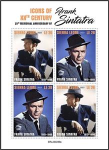 Mini Sheet, 25th Anniversary of the Death of Frank Sinatra, Sierra Leone,  , Anniversaries and Jubilees, Singers